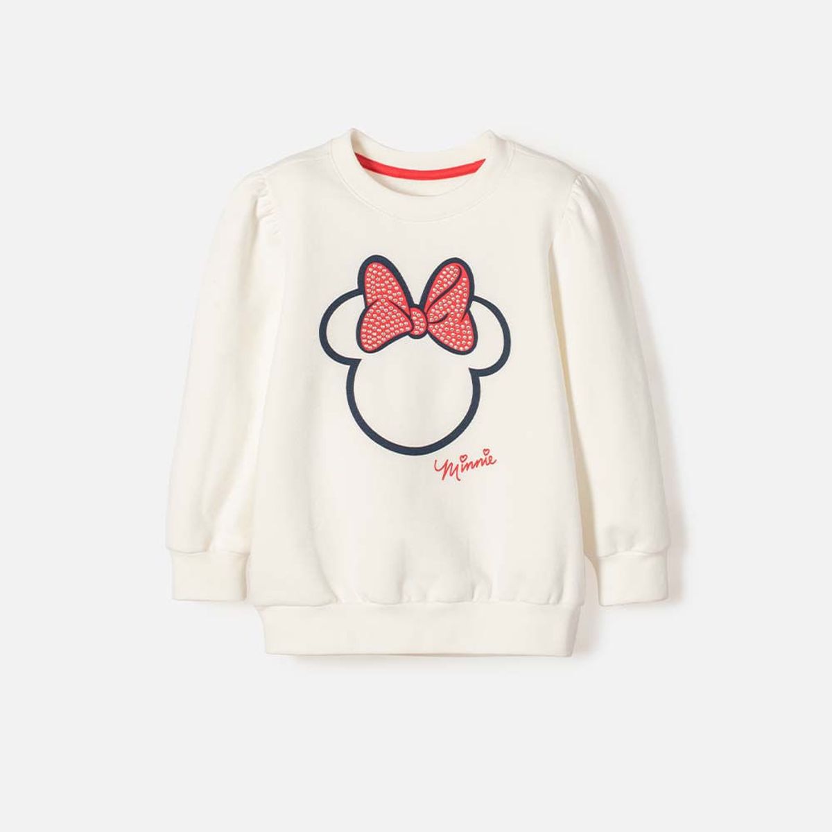 DISNEY - Buzo de Minnie Mouse cerrado marfil para niña 2T a 5T