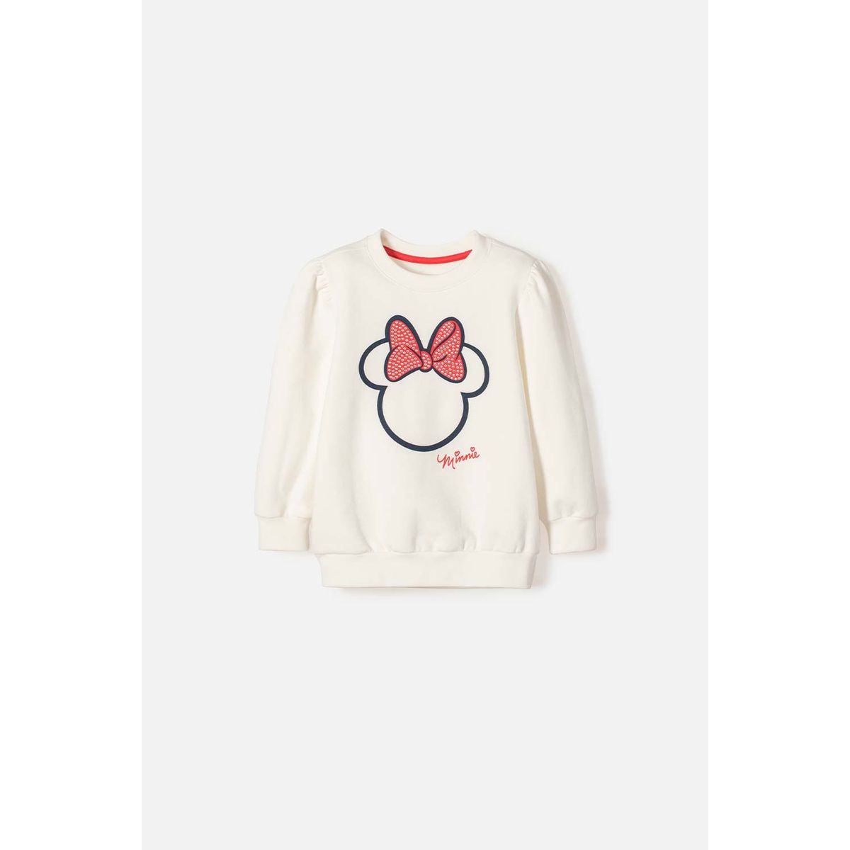DISNEY - Buzo de Minnie Mouse cerrado marfil para niña 2T a 5T