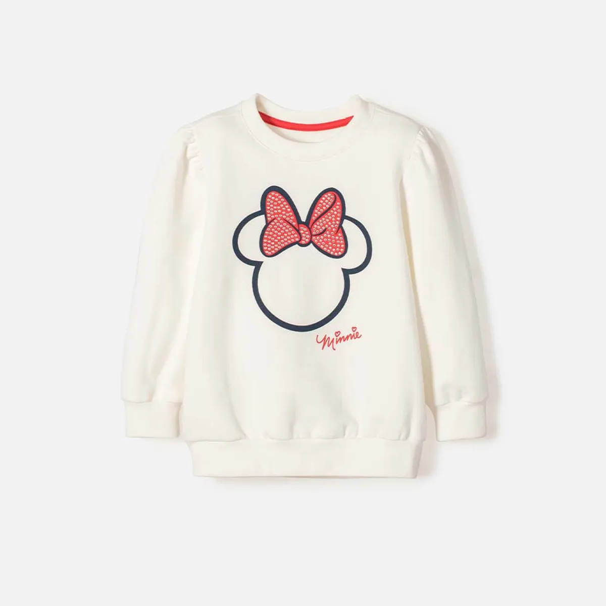 DISNEY - Buzo de Minnie Mouse cerrado marfil para niña 2T a 5T