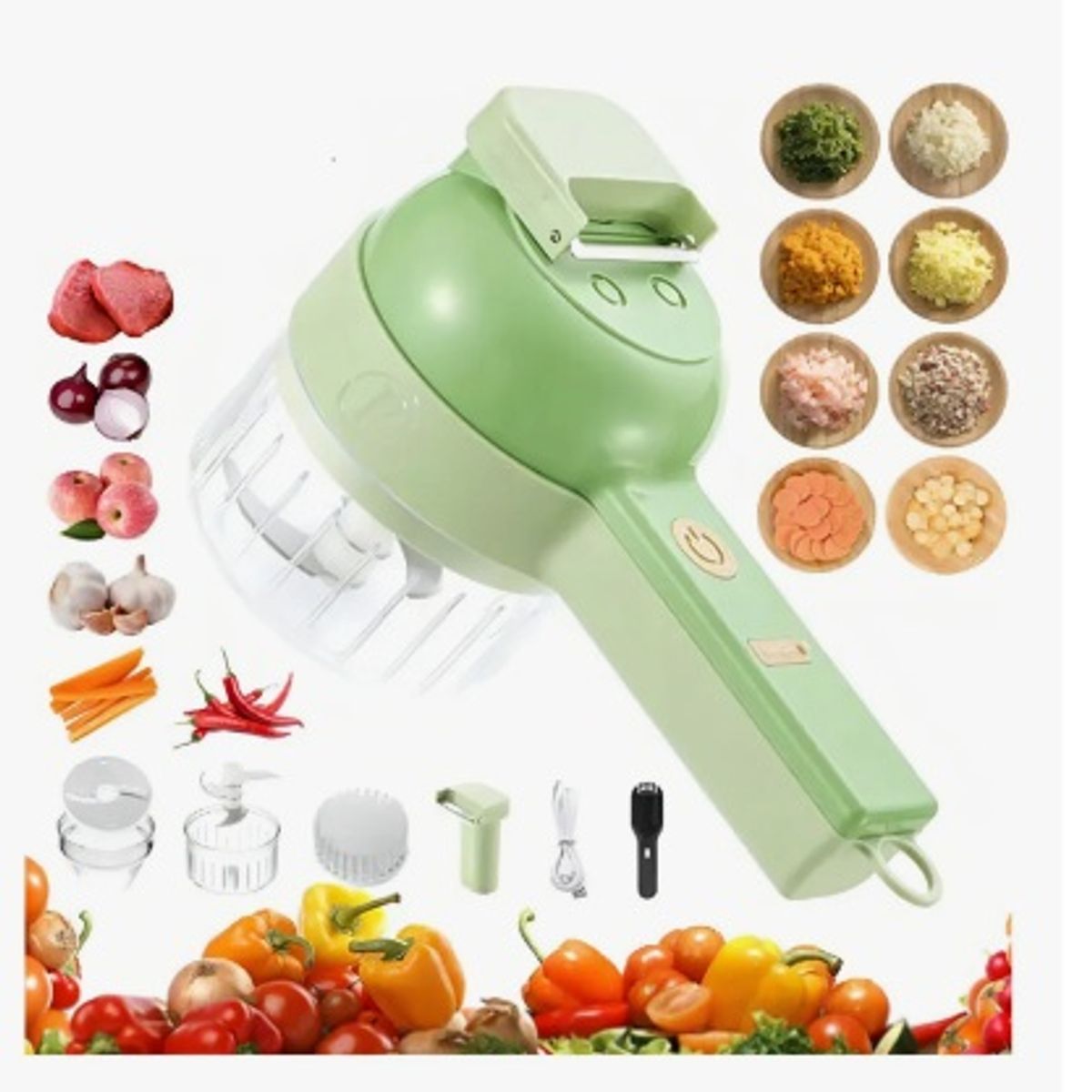 GENERICO - Cortador Eléctrico De Carne Y Verduras 4 En 1 Portátil