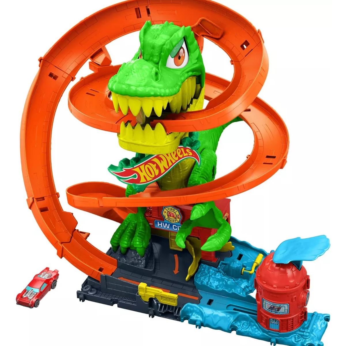 HOT WHEELS - Hot Wheels Pista Jurassic World T-rex Vs Fire Station 36 Cm