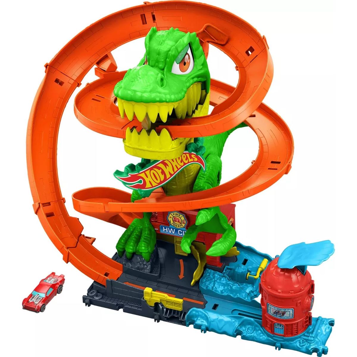 HOT WHEELS - Hot Wheels Pista Jurassic World T-rex Vs Fire Station 36 Cm