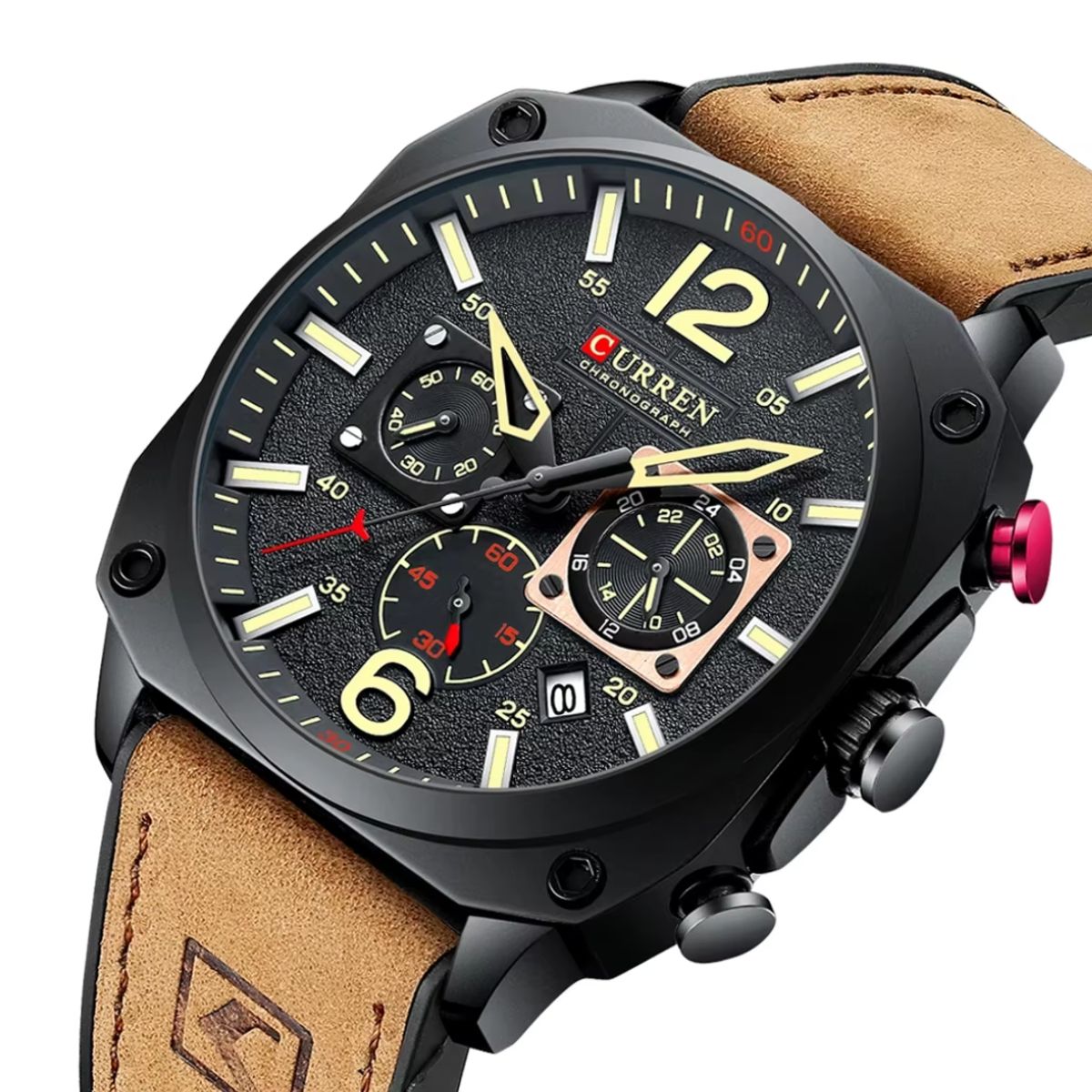 CURREN - Reloj Curren 8398 Cronógrafo En Cuero Para Hombre Marron