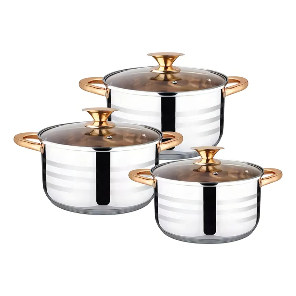 COLME TECHNOLOGY HOME - Juego De Ollas Acero Quirurgico Duo Le Bao 6pcs Tapa Vidrio
