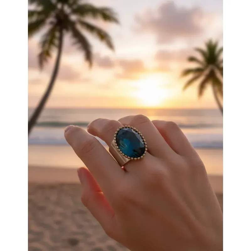 VERAMOREST - Anillo Esencia Marina Con Baño De Plata Veramorest