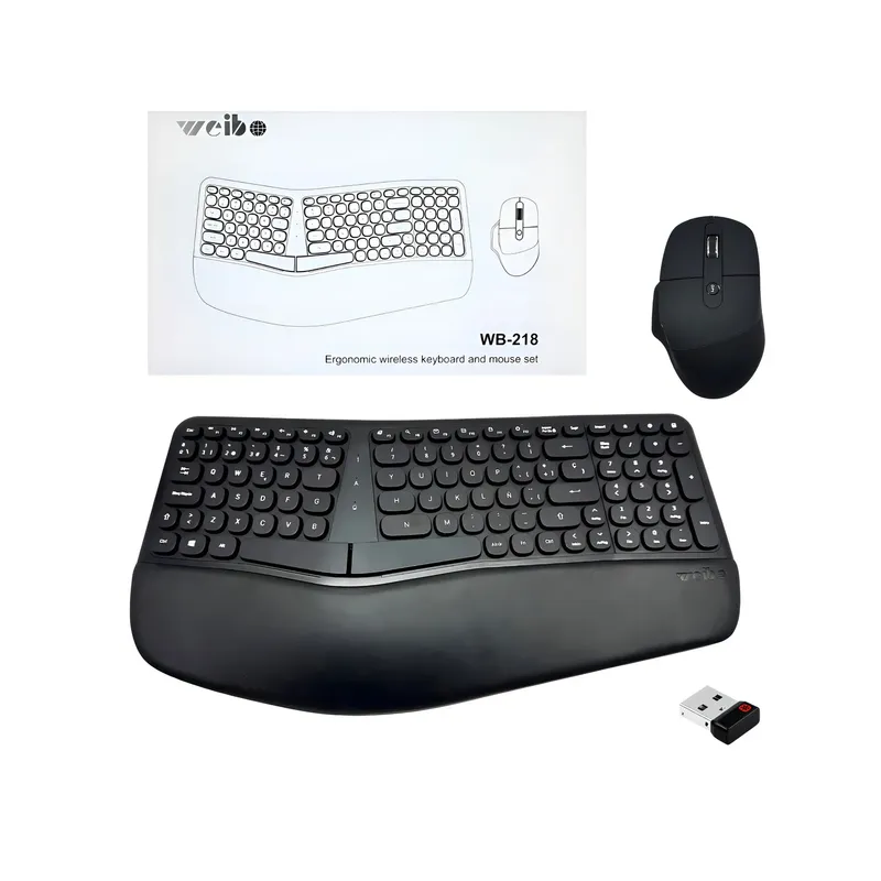 GENERICO - Combo Teclado Mouse Inalambrico Ergonomico Receptor Usb Weib Teclado