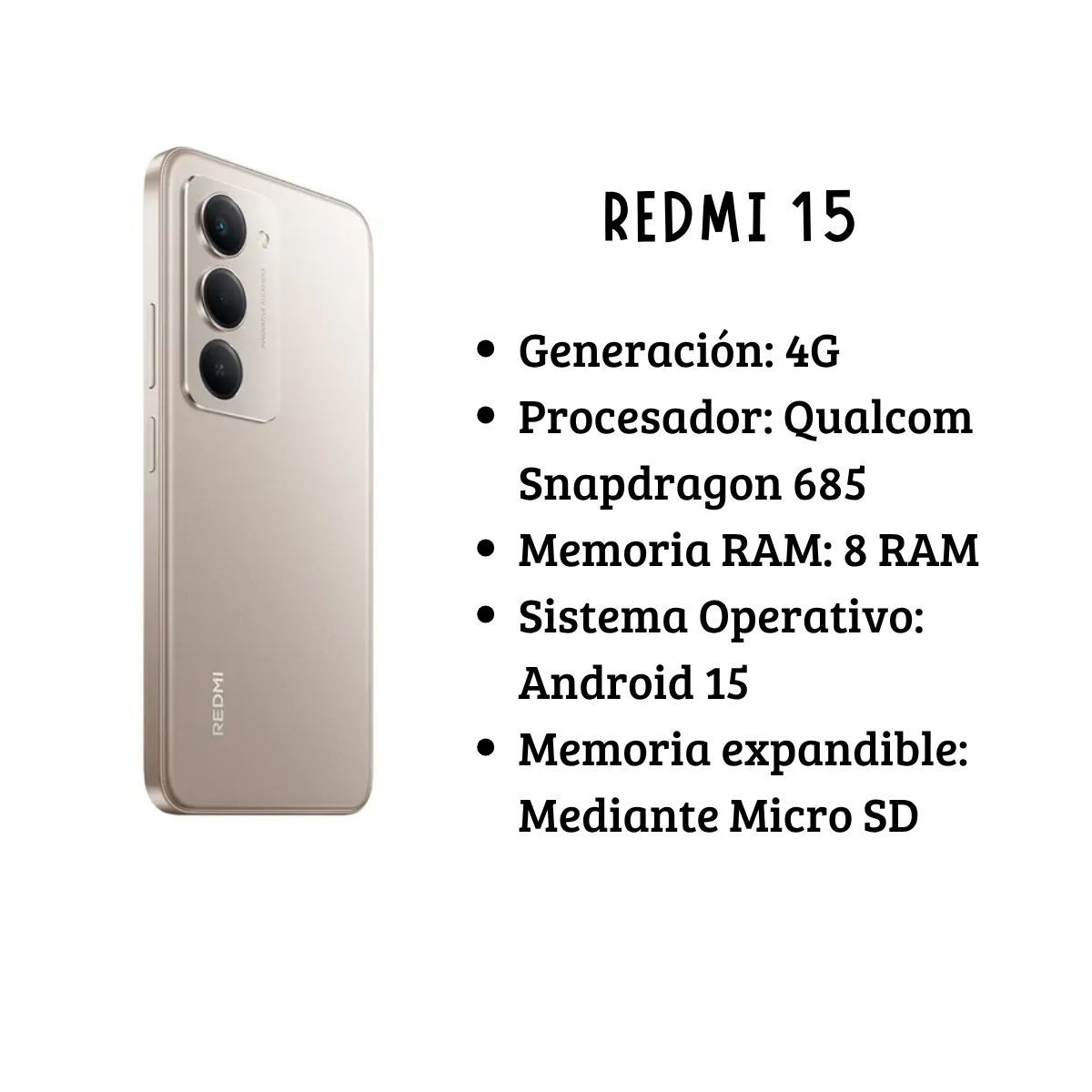 XIAOMI - celular xiaomi redmi 15 4g 256gb 8 RAM Gris