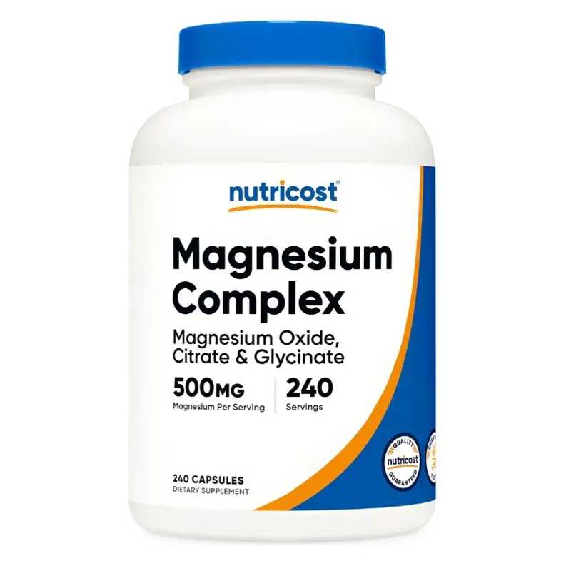 NATURAL ENERGY PRODUCTS - Magnesio Complex Nutricost 500mg 240 Cápsulas Óxido Citrato Glicinato