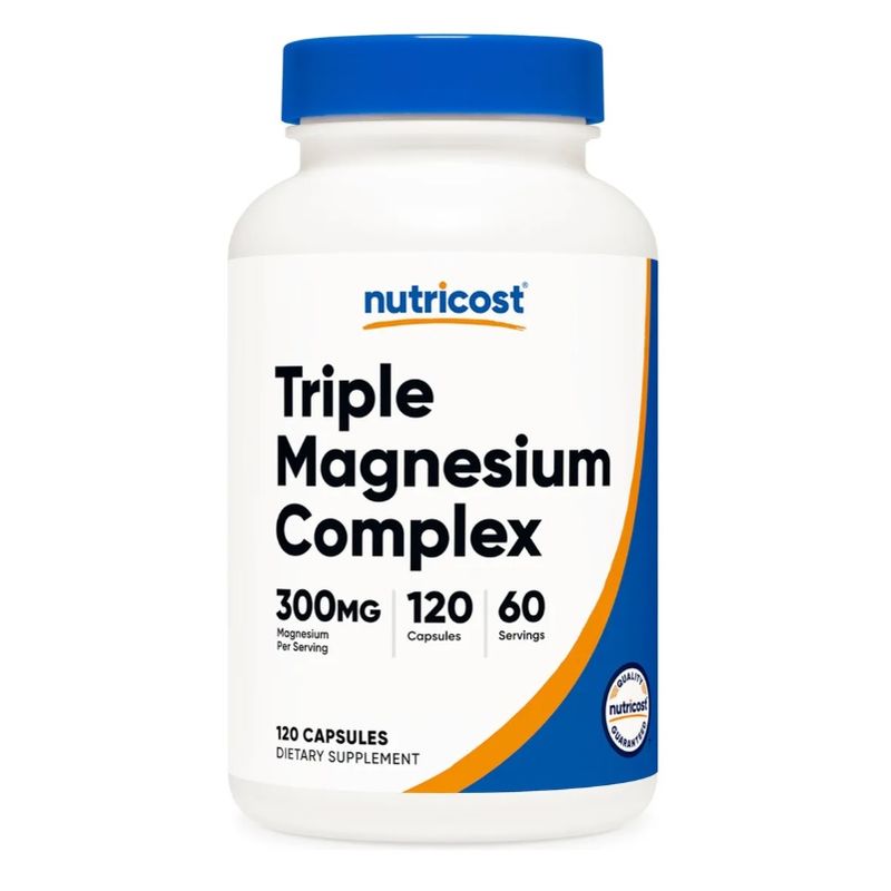 NATURAL ENERGY PRODUCTS - Triple Magnesio Complex Nutricost 300 Mg 120 Cápsulas 60 Servicios