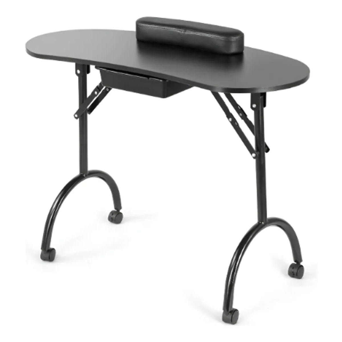 GENERICO - Mesa De Manicura Portátil Plegable Con Cajón Y Ruedas Color Negro
