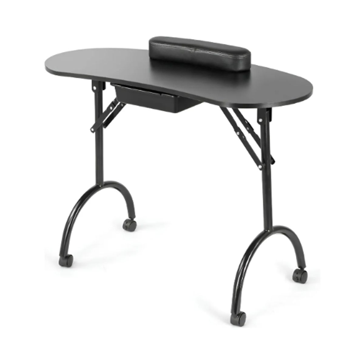 GENERICO - Mesa De Manicura Portátil Plegable Con Cajón Y Ruedas Color Negro