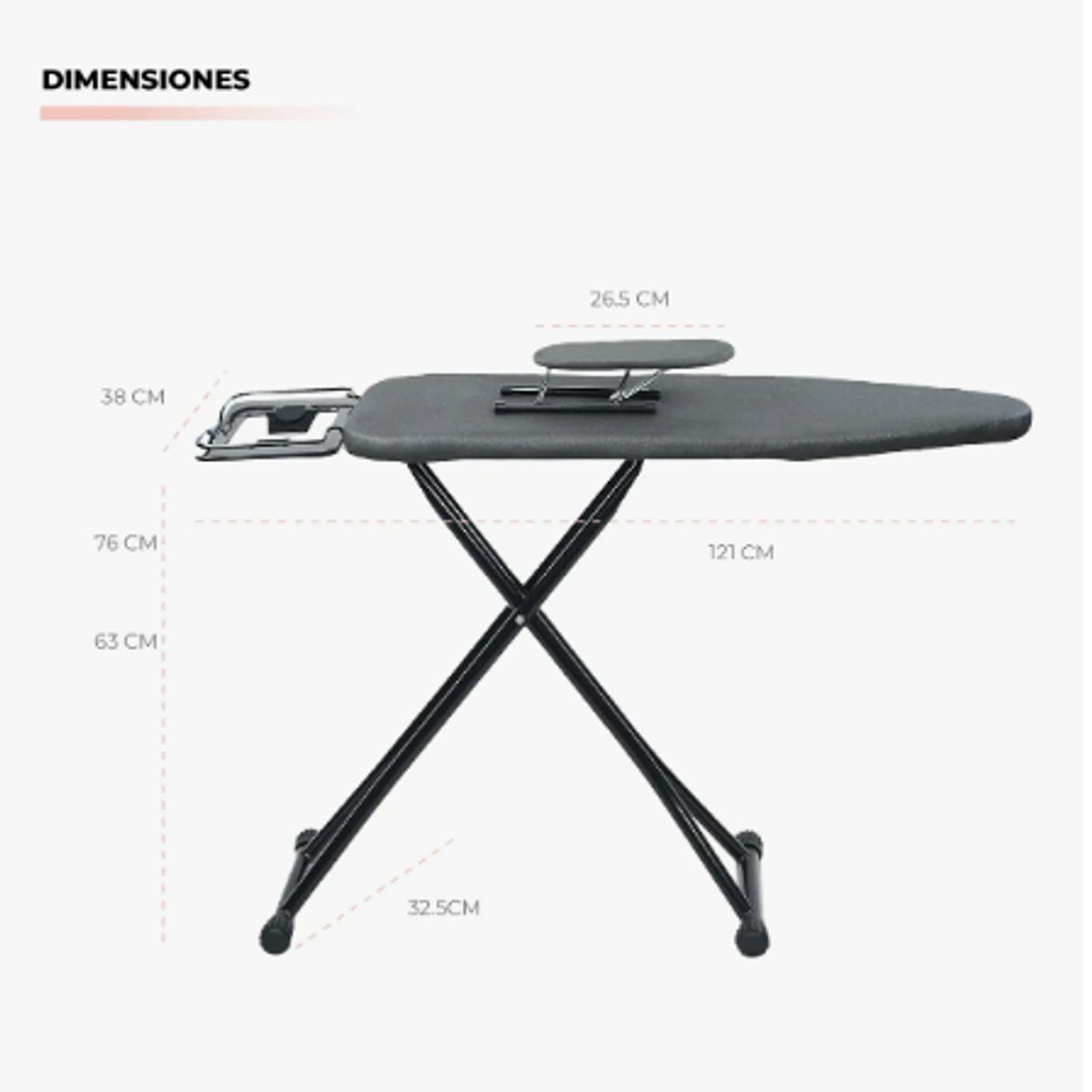 GENERICO - Mesa De Planchar Plegable Atikus Lisa Gris Oscuro