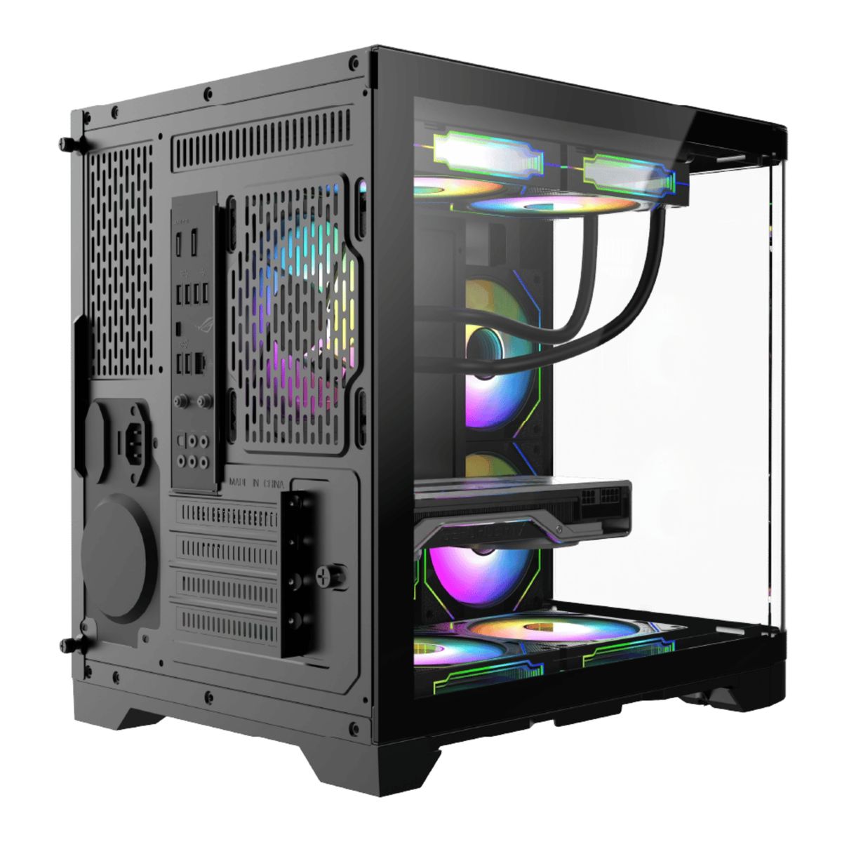 ICEBERG - Chasis Gamer Iceberg Crystal Wave Negro M-ATX 3 Ventiladores ARGB