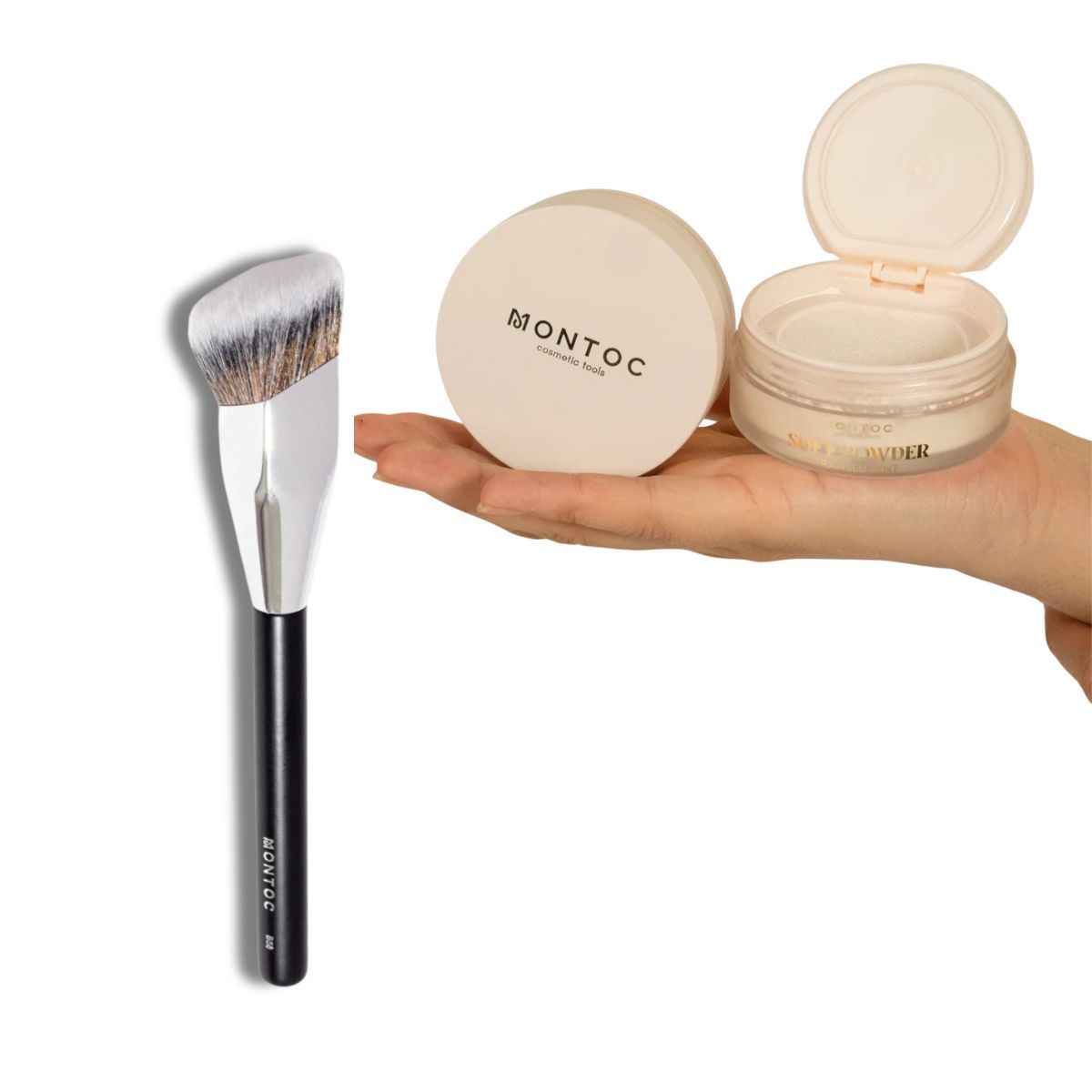 MONTOC MAKEUP - Polvos Sueltos Traslúcidos De Montoc Brocha Para Base