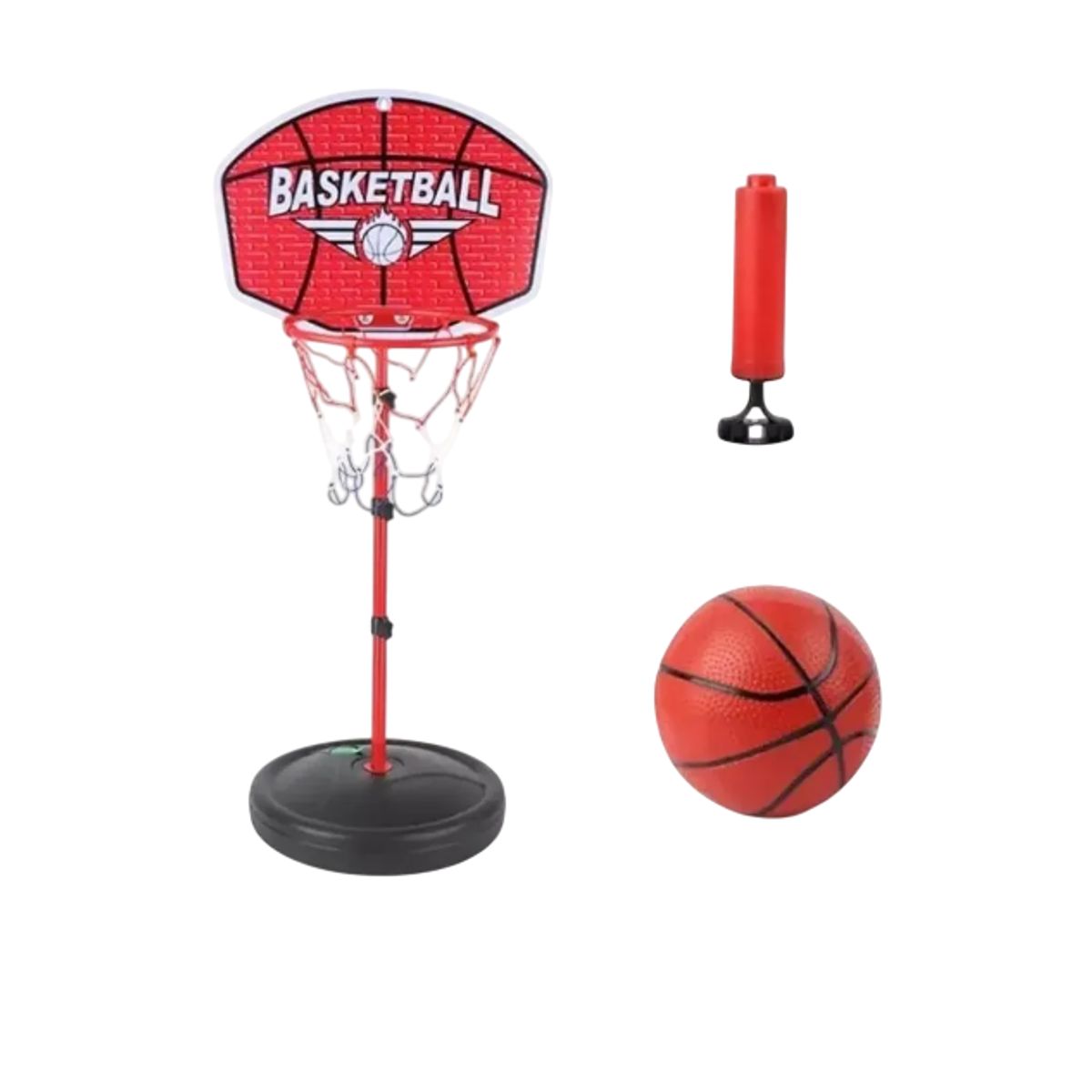 GENERICO - Cancha Baloncesto + Malla + Balón + Inflador Metálica