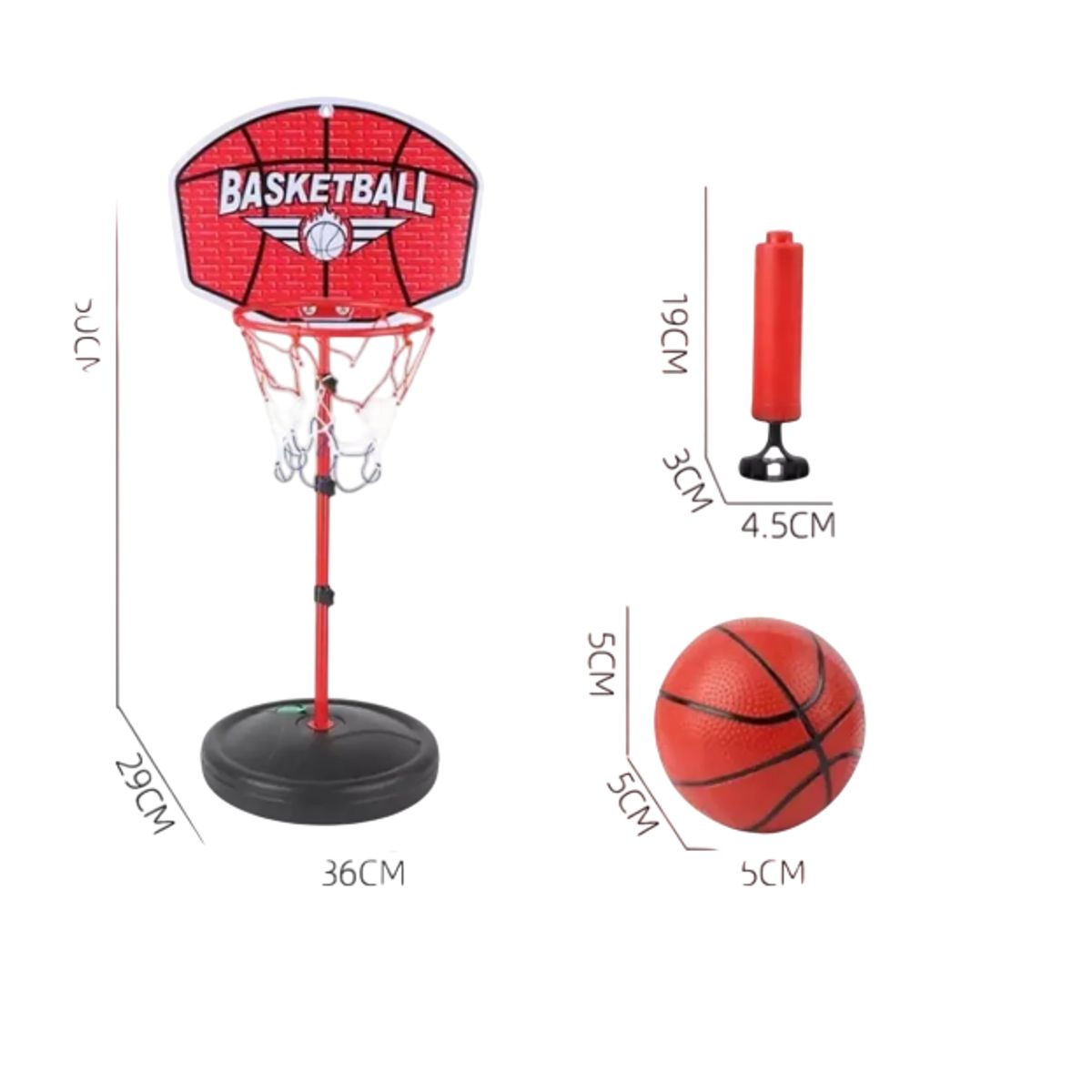 GENERICO - Cancha Baloncesto + Malla + Balón + Inflador Metálica
