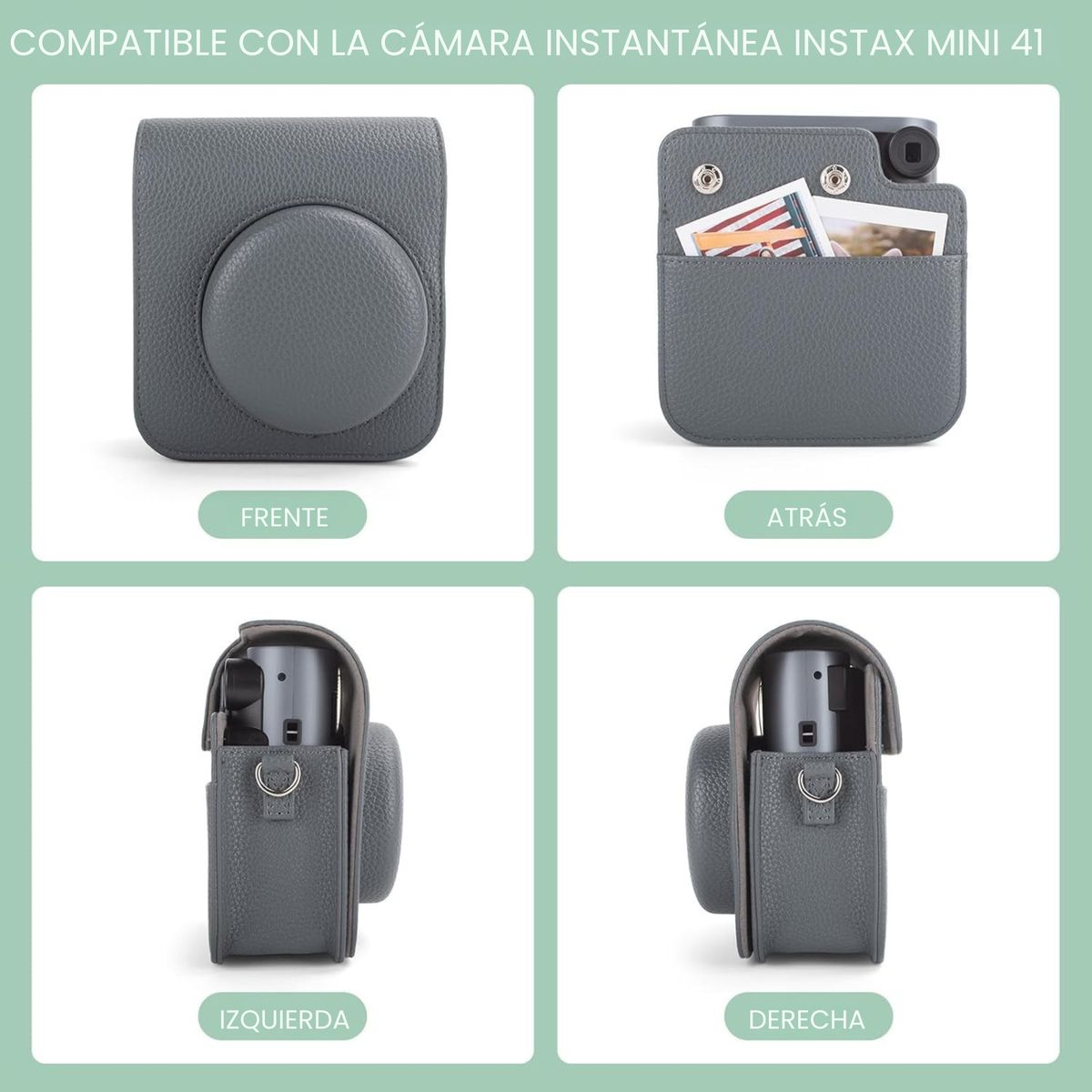 GENERICO - Estuche Para Cámara Instantánea Fujifilm Instax Mini 41 Gris