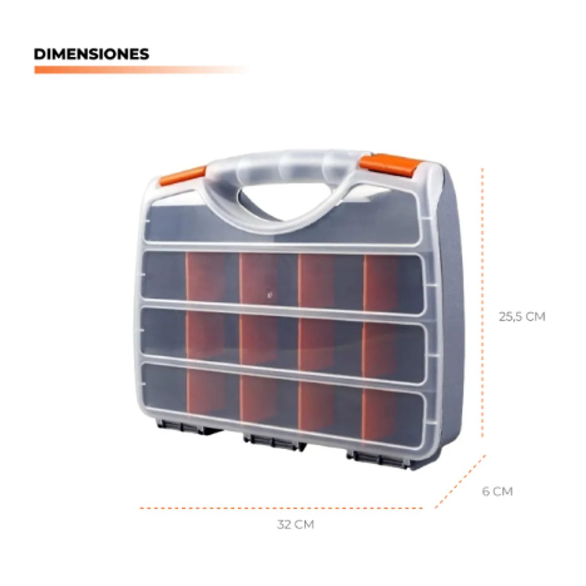 GENERICO - Caja Organizador De Tornillos 16 Compartimientos Hextul Negro