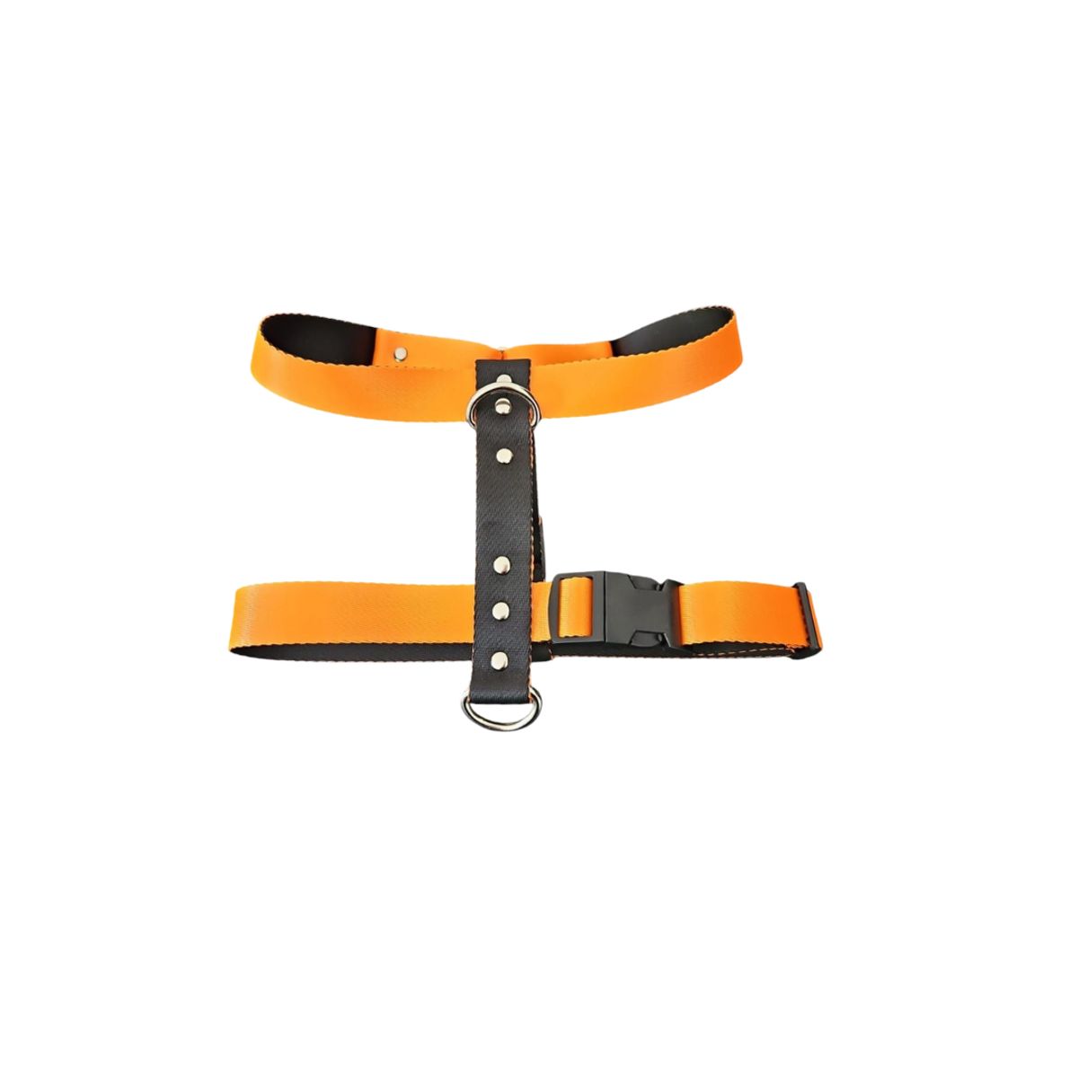 GENERICO - Arnés H para Perro con Collar y Correa Negro Naranja Talla M