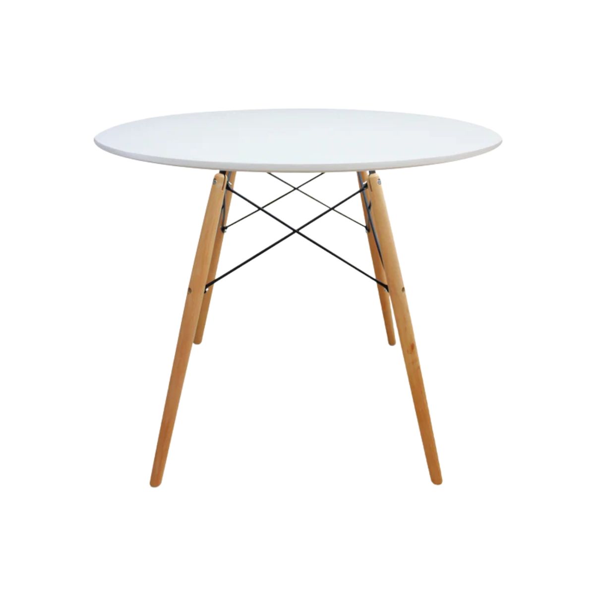 ENTRE NOS HOME - Mesa Comedor Redonda Blanca 90cm Patas Madera Escandinava