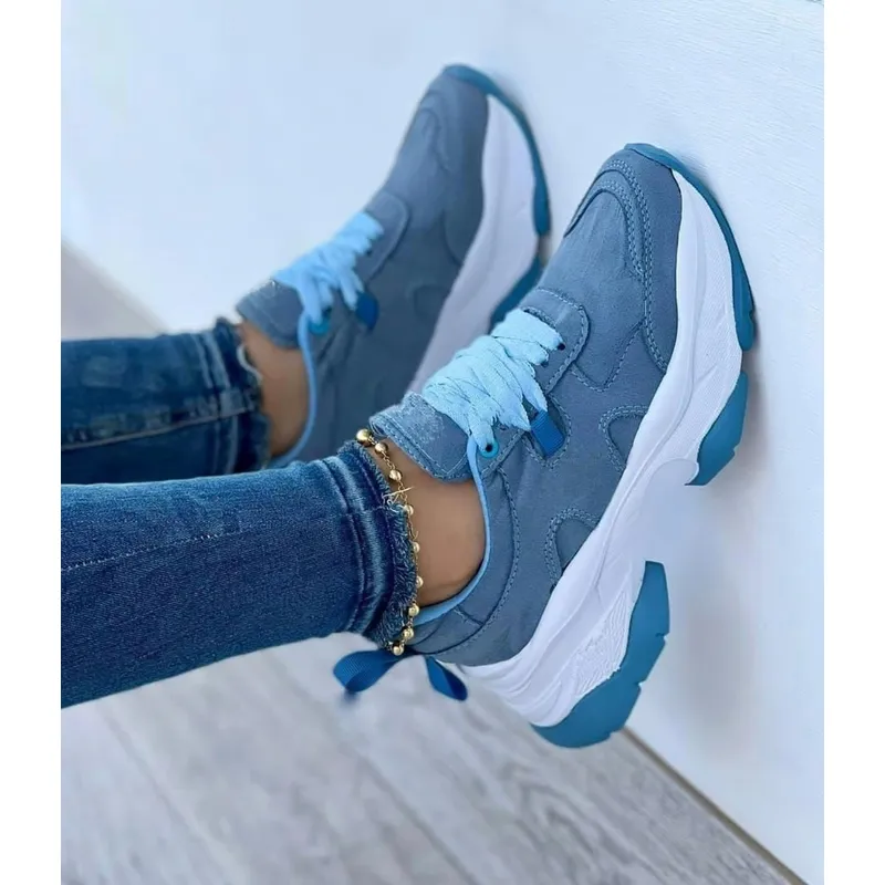 NACIONAL - Tenis Azul Blanco Dama Zapatillas Zapatos Mujer Lindos Moda Casual