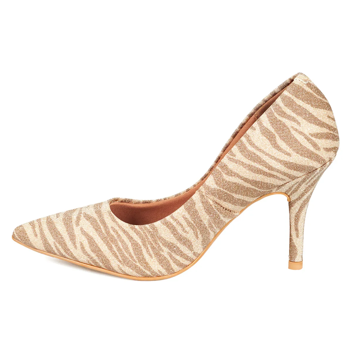 VIZZANO - Tacon Alto Stiletto Dorado Animal Print Glitter Vizzano