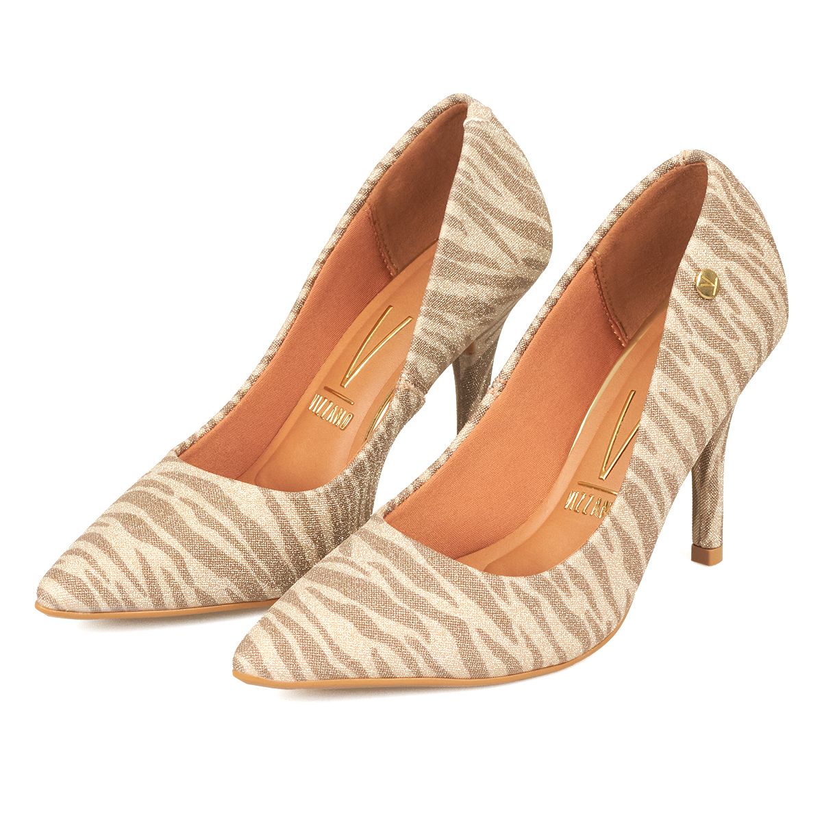 VIZZANO - Tacon Alto Stiletto Dorado Animal Print Glitter Vizzano