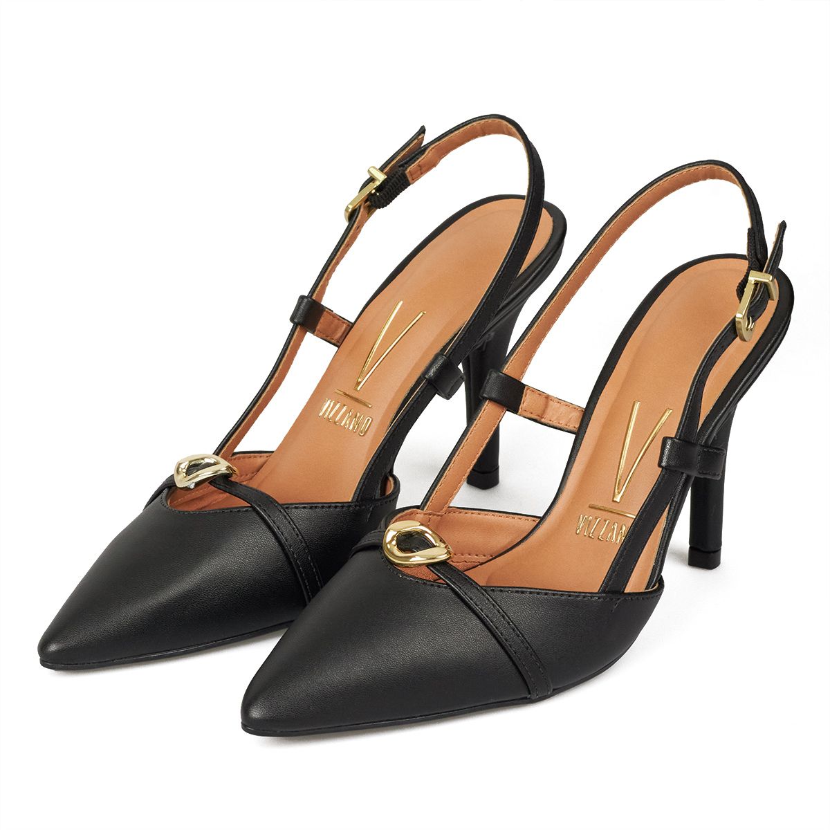 VIZZANO - Tacon Alto Negro Slingback Vizzano