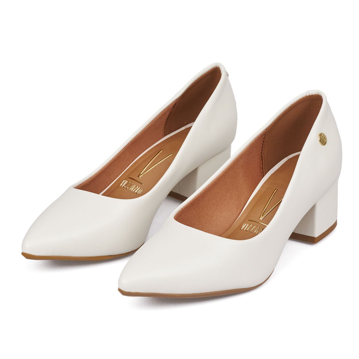 VIZZANO - Tacon Medio Cuadrado Blanco-Marfil Vizzano