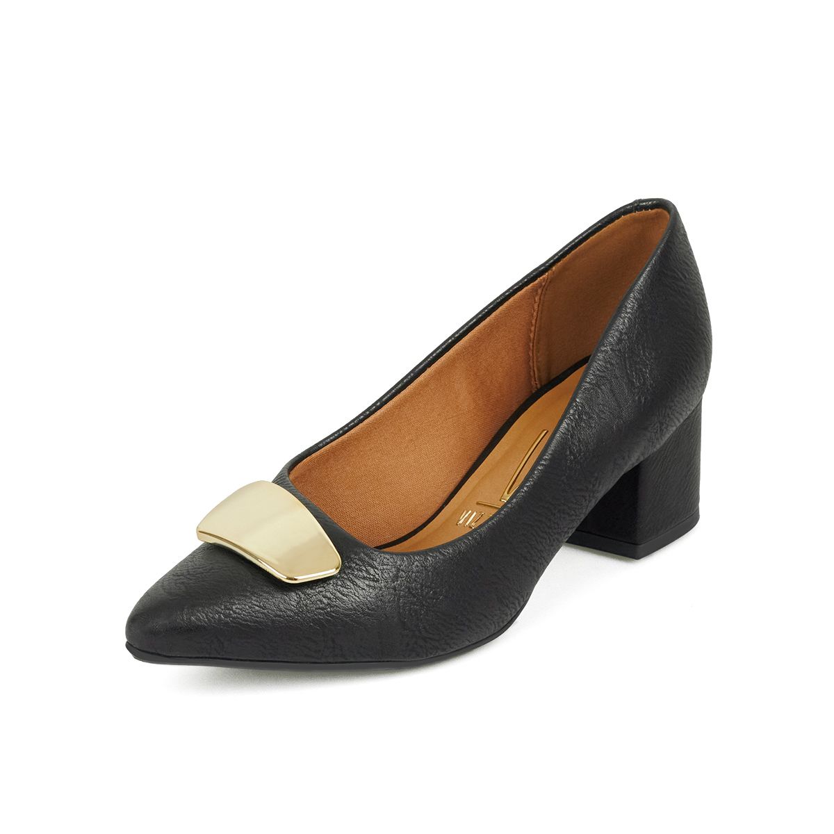 VIZZANO - Tacon Medio CuadradoNegro Dorado Vizzano