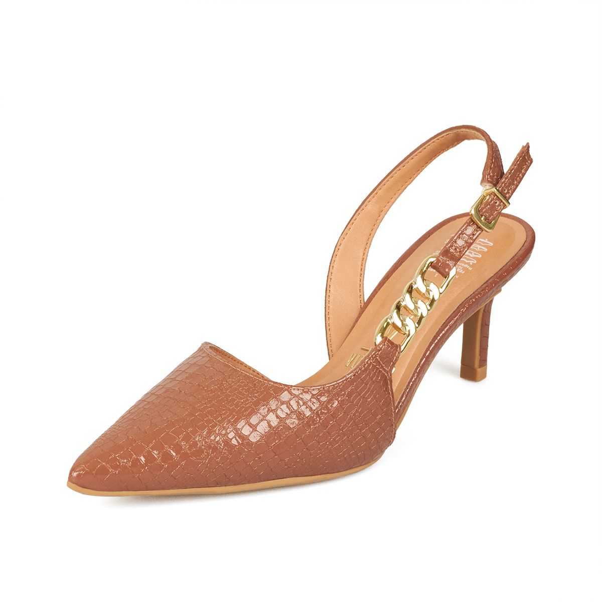 VIZZANO - Tacon Medio Slingback Café-Mocca Croco Vizzano