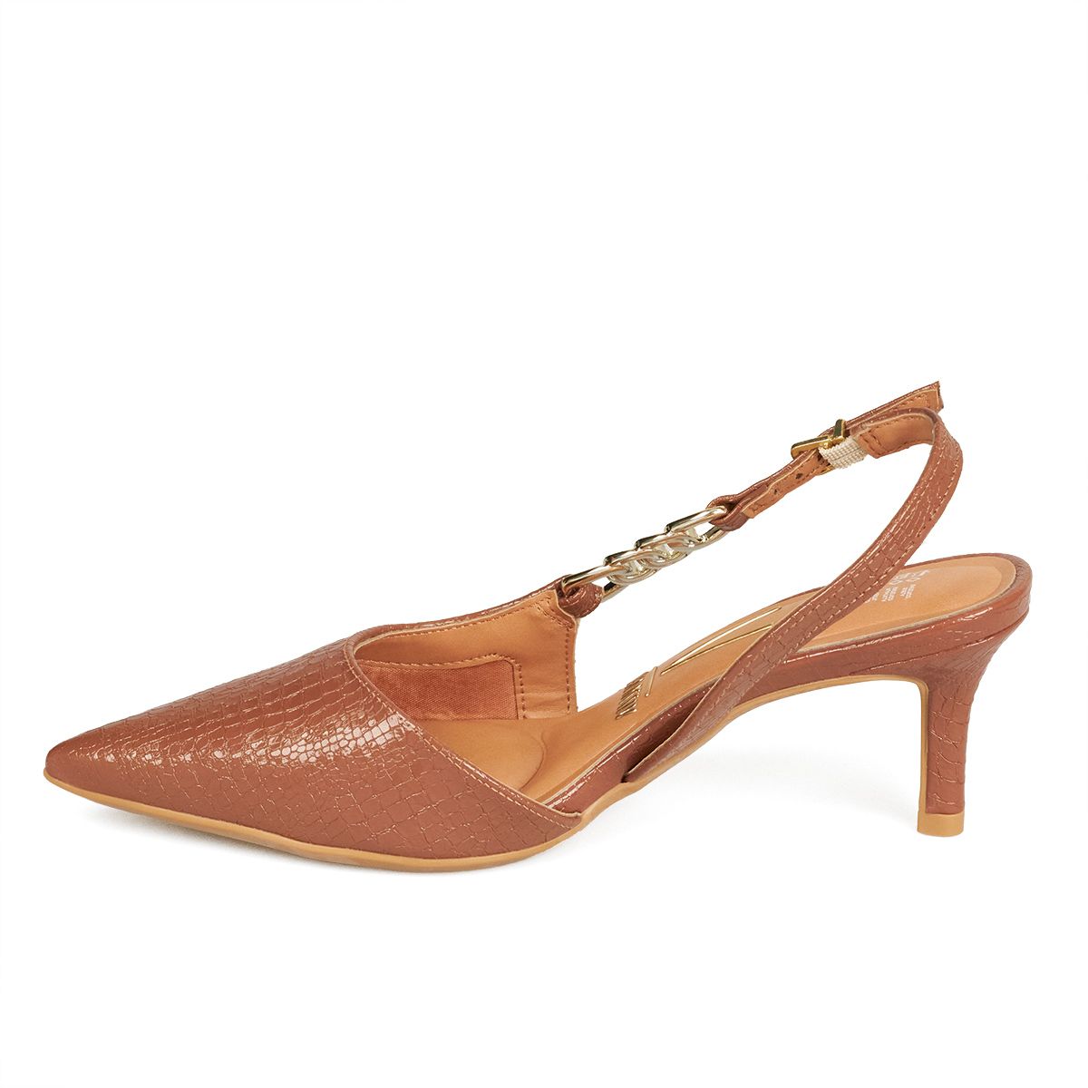 VIZZANO - Tacon Medio Slingback Café-Mocca Croco Vizzano