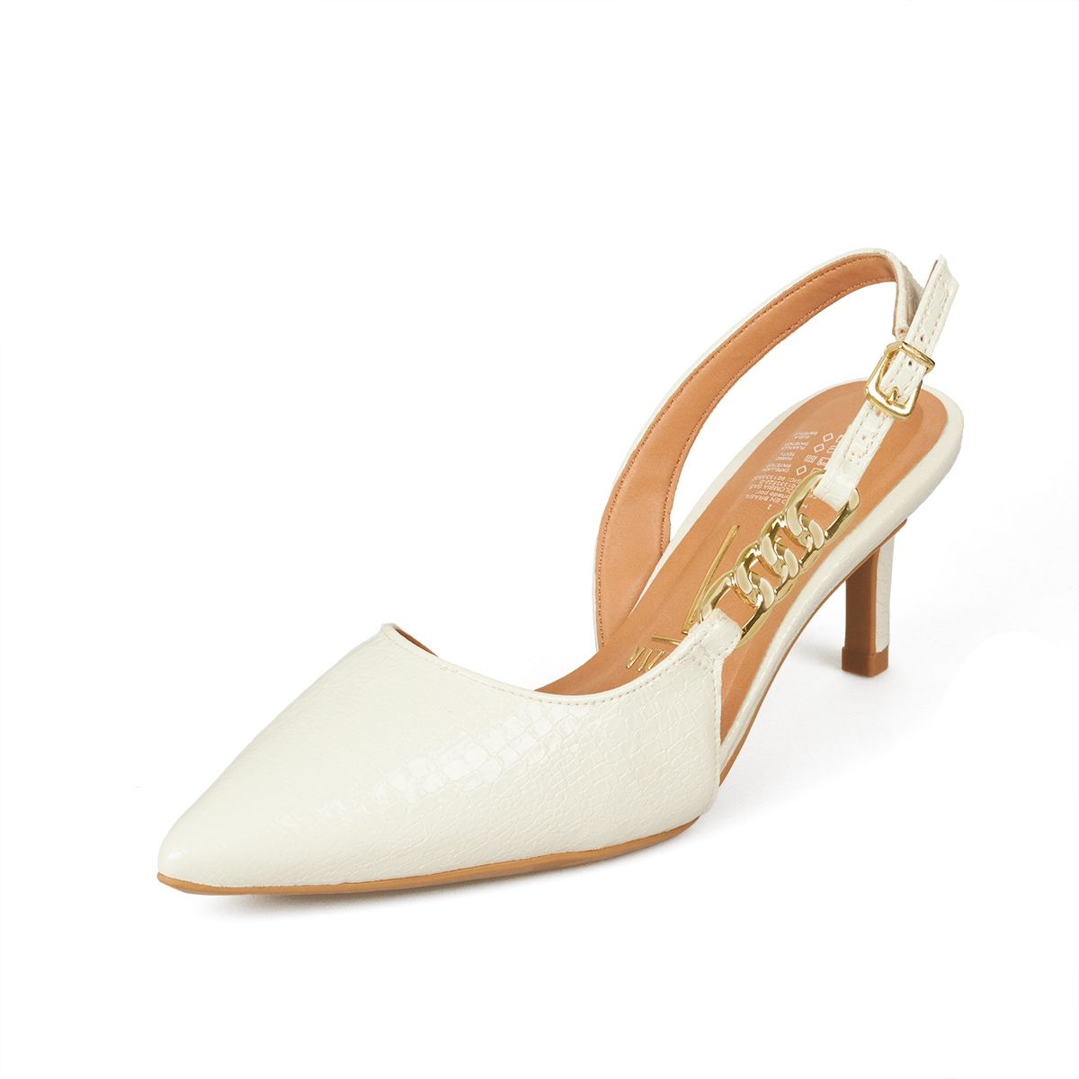 VIZZANO - Tacon Medio Slingback Blanco-Marfil Croco Vizzano