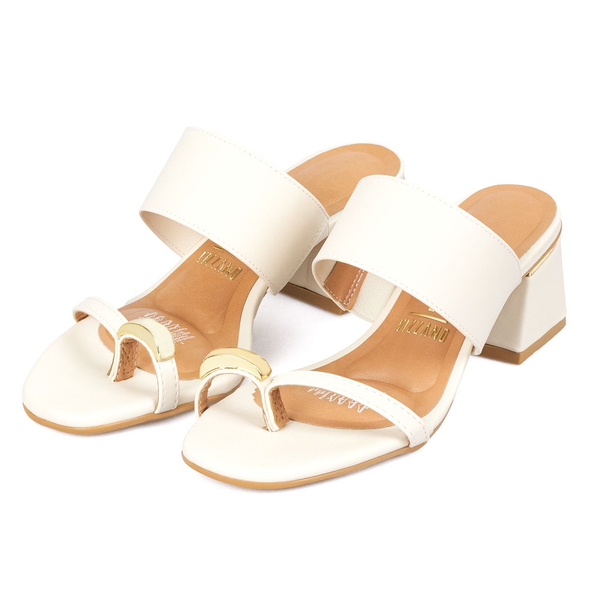 VIZZANO - Sandalia Tacon Medio Mule Blanco-Marfil Vizzano