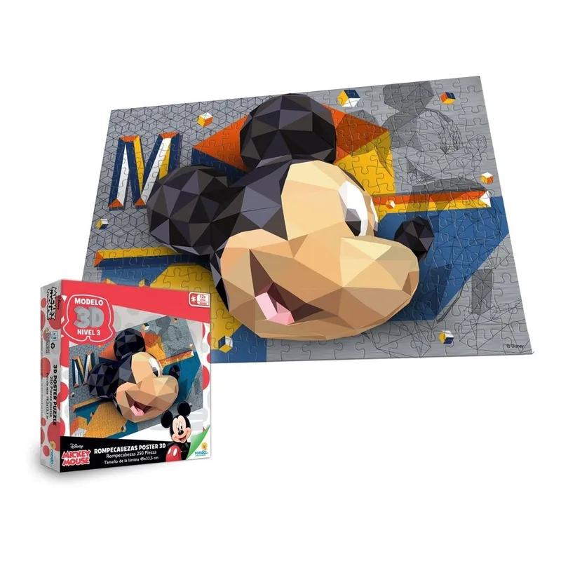 RONDA - Rompecabezas Juego de Mesa Póster 3D Mickey Mouse x 250 Pzs