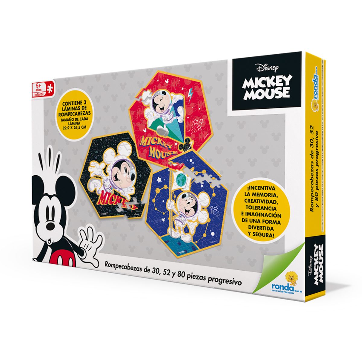 RONDA - Rompecabezas Infantil Progresivo Mickey Mouse x 3 Láminas