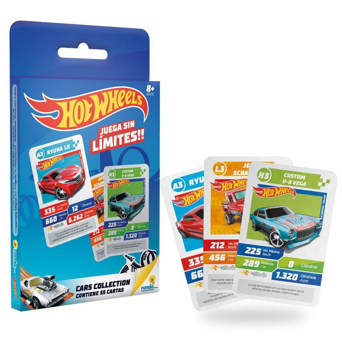 RONDA - Juego Cartas Cars Collection Hot Wheels x 55 Piezas