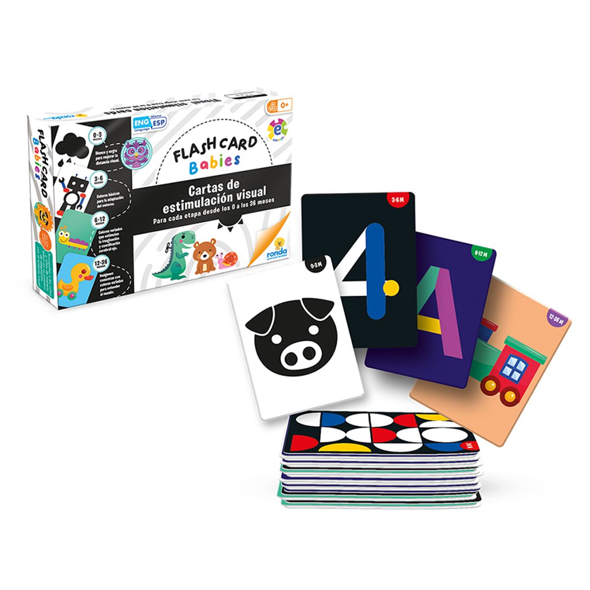 RONDA - Cartas Didácticas Estimulación Visual para Bebés x 45 Piezas