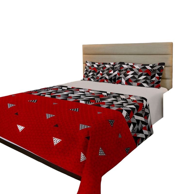 VOYPRE - Juego de Sábanas Estampadas en Microfibra Tamaño Doble Rojo Negro