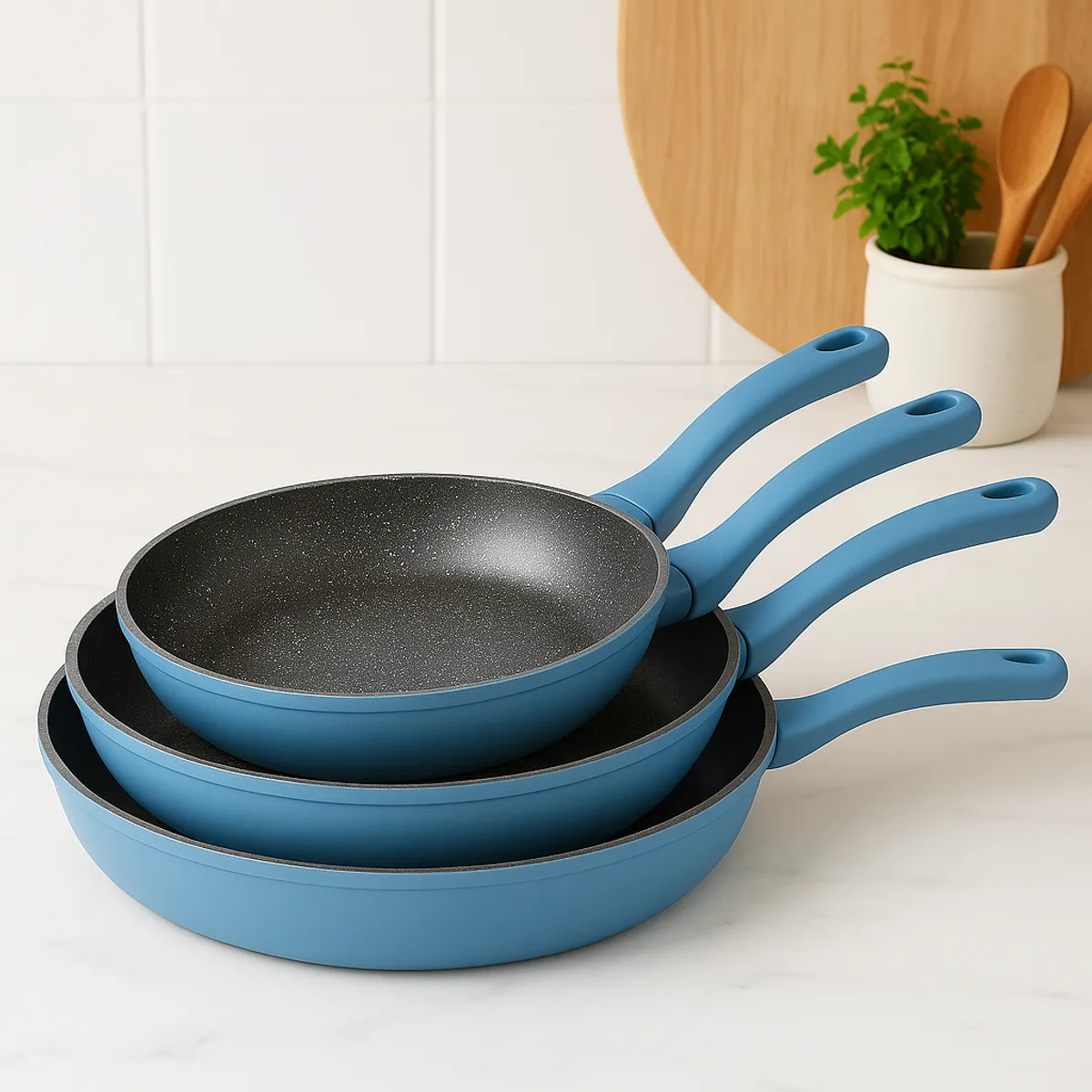 KITCHENWARE - SET X 3 SARTENES SKY KW EN ALUMINIO FORJADO(20, 24 Y 28CMS)