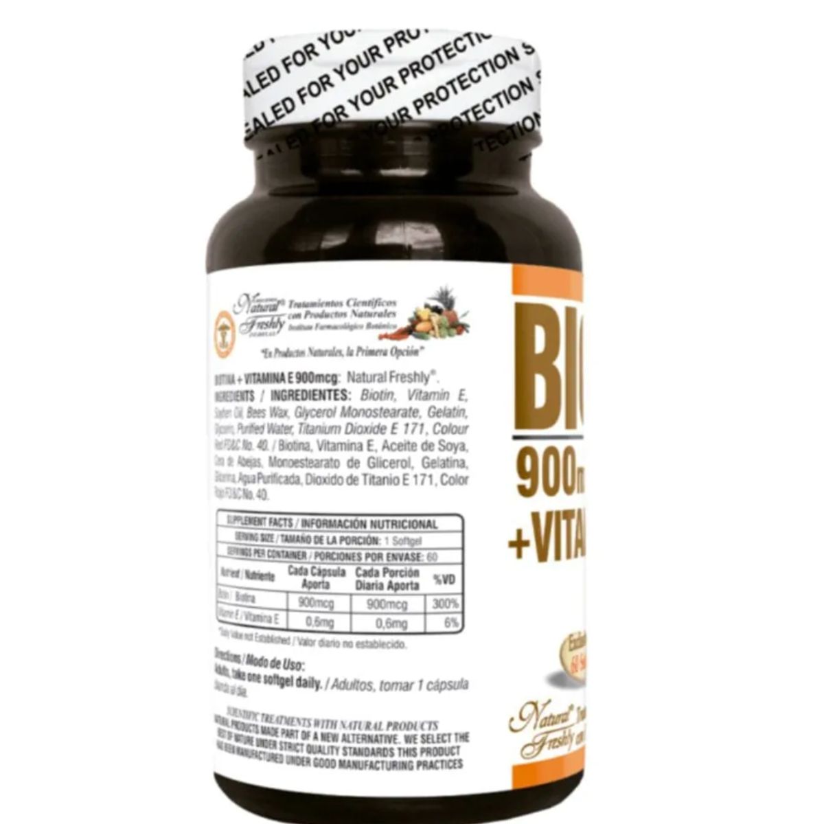 NATURAL FRESHLY - SUPLEMENTO BIOTINA + VITAMINA E X 900MCG