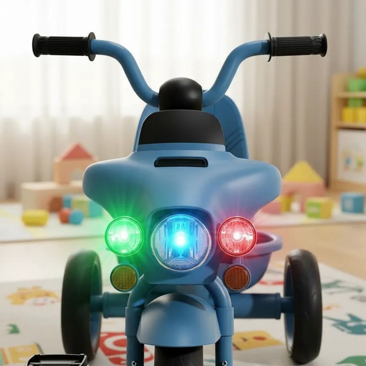 KIDSHOP - Triciclo Tipo Moto Para Niños Montable Luces 6032-AZ