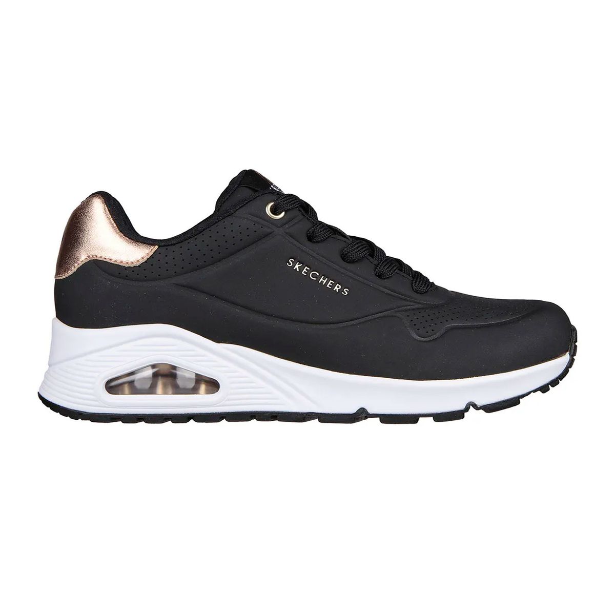 SKECHERS - Tenis Skecher  Negro Mujer Uno-Goldenair Black 177094-BLK