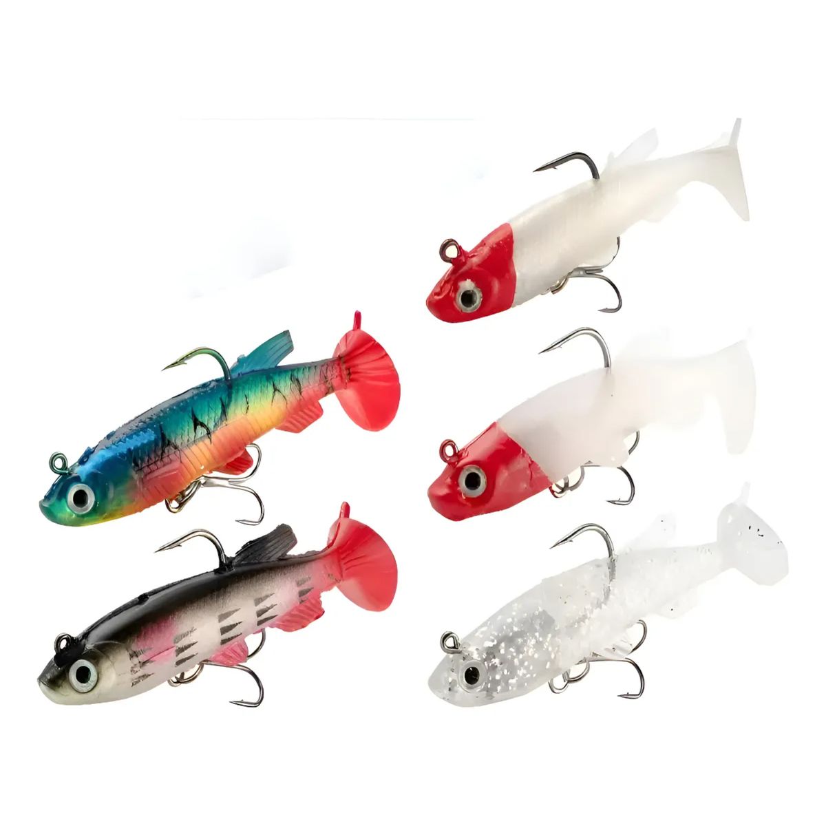 GENERICO - Señuelos De Pescar 5 Unidades En Silicona Peces Grandes 10lb