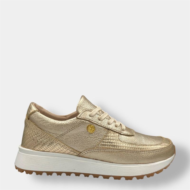 CALZADO BONT - Tenis Dorado Mujer En CUERO Deportivo Bont Catania