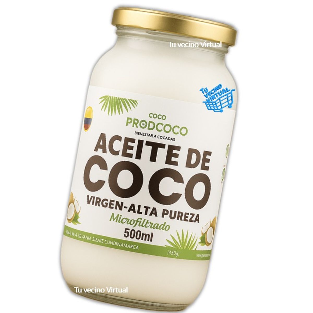 PRODCOCO - Aceite de Coco Virgen Alta Pureza Prodcoco 500 mL