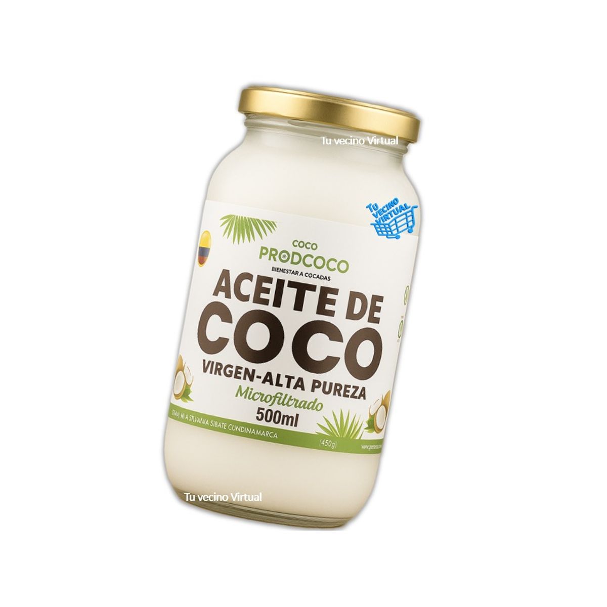 PRODCOCO - Aceite de Coco Virgen Alta Pureza Prodcoco 500 mL