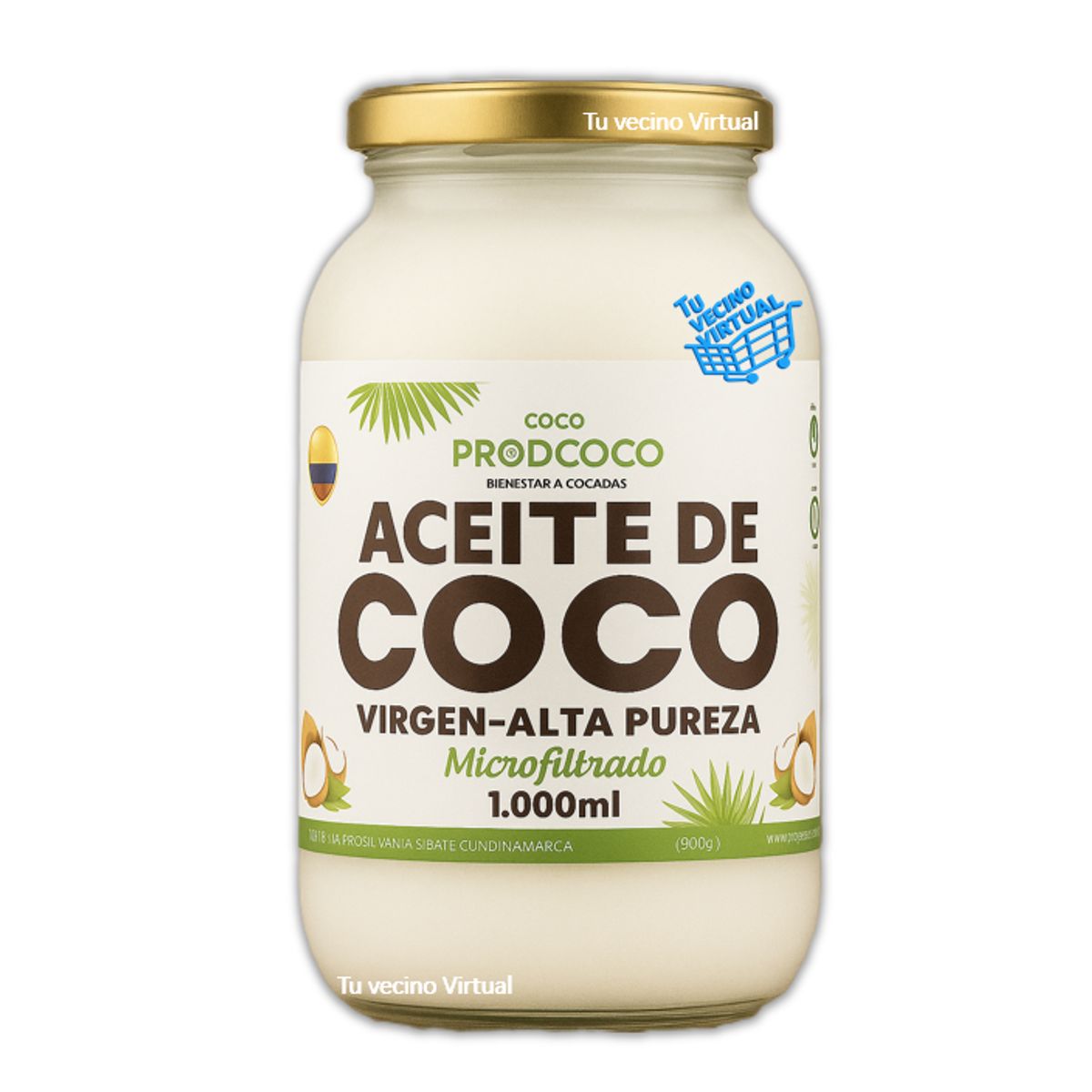 PRODCOCO - Aceite de Coco Virgen Alta Pureza Prodcoco 1000 mL