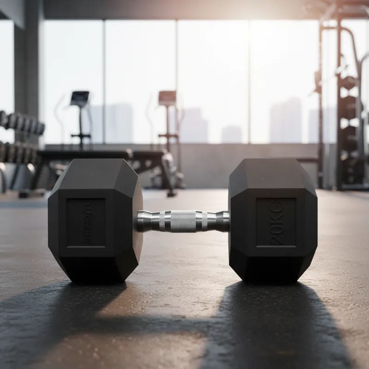 WONDER SPORT - PESAS MANCUERNAS DE 20 KG HEXAGONALES PROFESIONALES EN GOMA