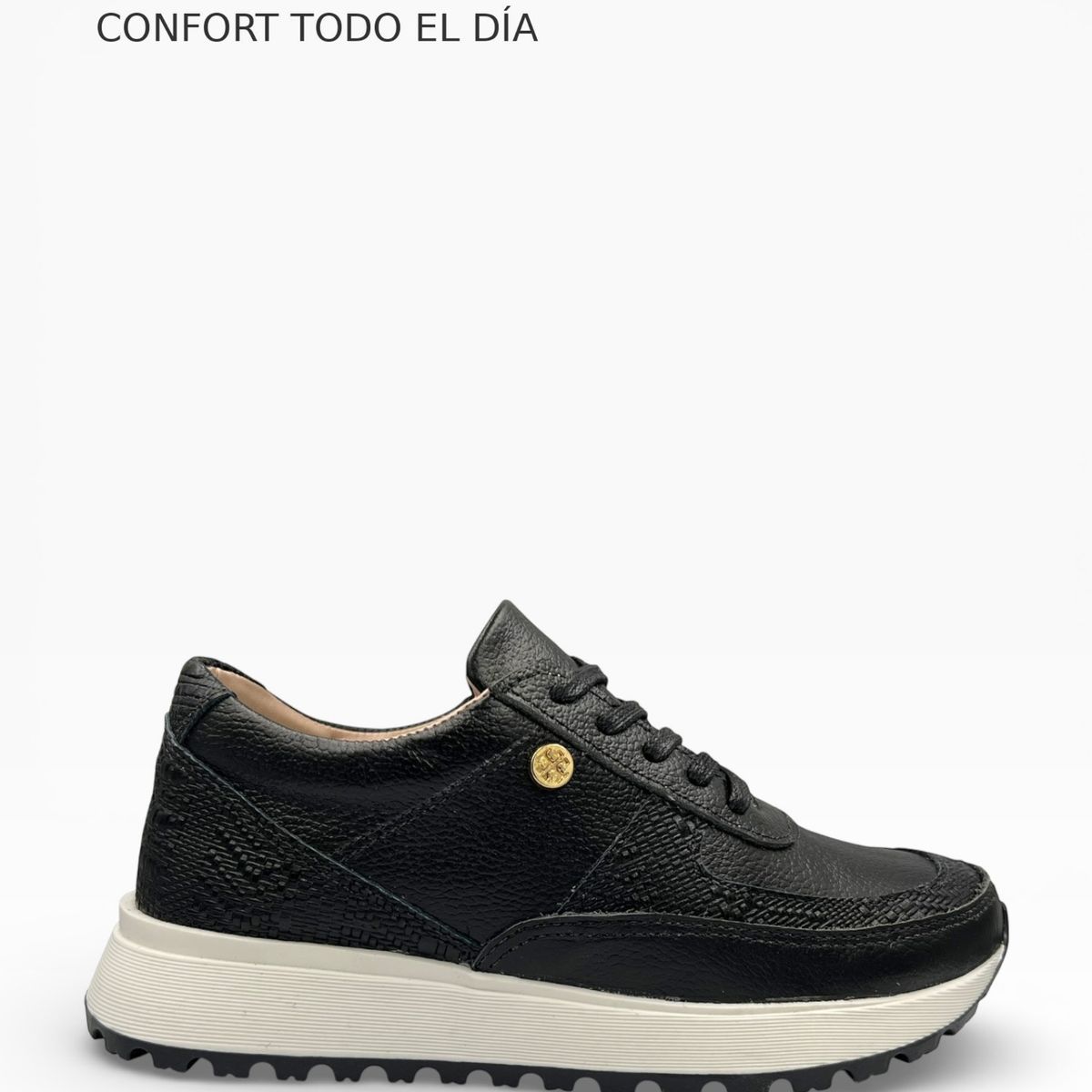 CALZADO BONT - Tenis Mujer Cuero 100% Negros Elegantes, Cómodos y Resistentes  Bont Catania